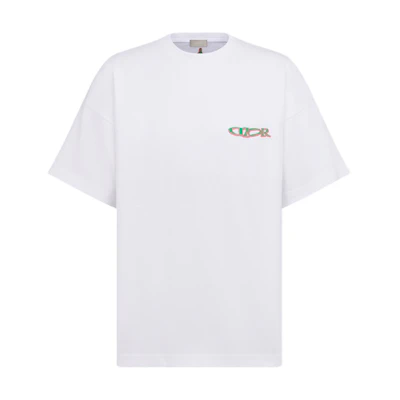 DIOR Lewis Hamilton Logo Embroidered Crewneck T-Shirt White Edition 513J671A0554-C086