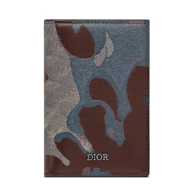 Dior x Peter Doig Bi-fold Card Holder Brown Camouflage