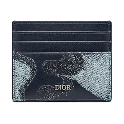 Dior x Peter Doig Card Holder Blue Denim Camouflage