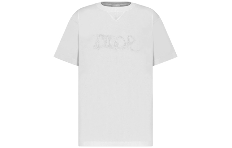 DIOR Peter Doig FW21 Logo Embroidered Crewneck White T-Shirt for Men 143J685C0677-C080 圖 2