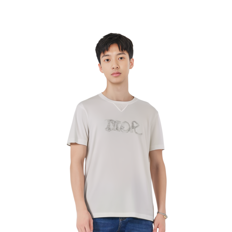 DIOR Peter Doig FW21 Logo Embroidered Crewneck White T-Shirt for Men 143J685C0677-C080 圖 4