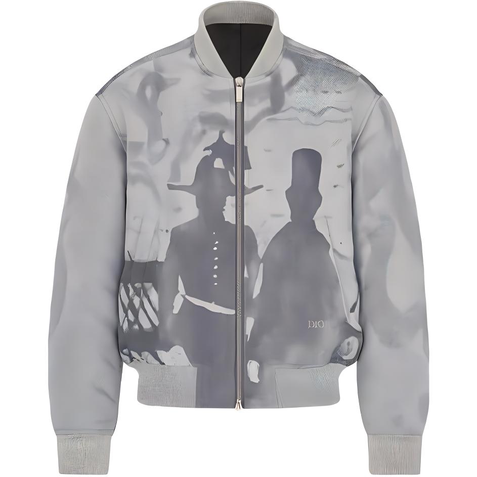 DIOR x PETER DOIG FW21 Logo Graphic Bomber Jacket Grey - Collaboration 143C423A5343-C880
