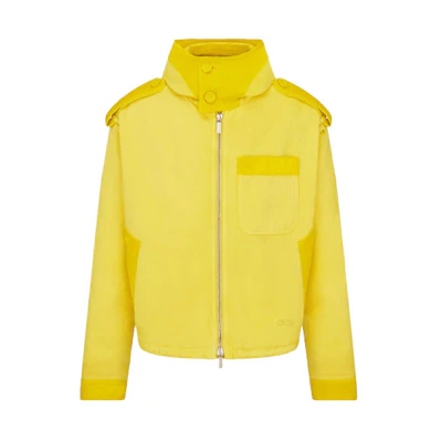 Dior Peter Doig FW21 Yellow Logo Embroidered Hooded Jacket 143C411A5350-C200