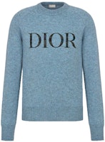 DIOR x Peter Doig Logo Embroidered Wool Knit Pullover Sweater Blue 143M657AT296-C585 DIOR x Peter Doig Logo Embroidered Wool Knit Pullover Sweater Blue 143M657AT296-C585