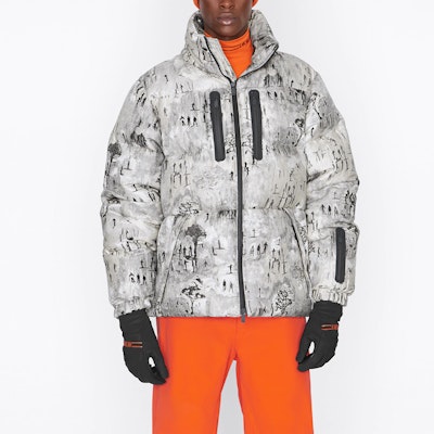 DIOR x Peter Doig White Printed Puffer Jacket with Stand Collar. 213C444A5490-C089 Sizing DIOR x Peter Doig White Printed Puffer Jacket with Stand Collar. 213C444A5490-C089