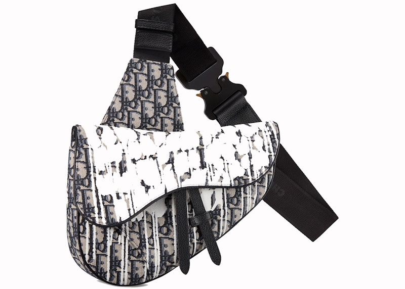 Order Dior x Raymond Pettibon Beg Pelana Corak Oblique Putih/Hitam