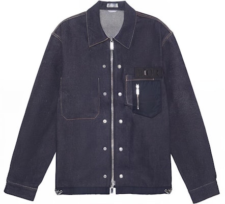 DIOR x Sacai Full-Zip Denim Jacket Navy Blue LOGO Patch Casual Style 213D487AY507-C589 Order DIOR x Sacai Full-Zip Denim Jacket Navy Blue LOGO Patch Casual Style 213D487AY507-C589