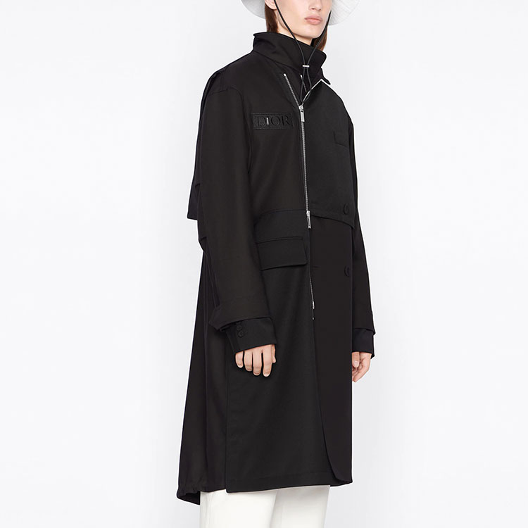 Sizing DIOR x Sacai FW21 Black Logo Patch High-Neck Long Coat. 213C312A4451-C989