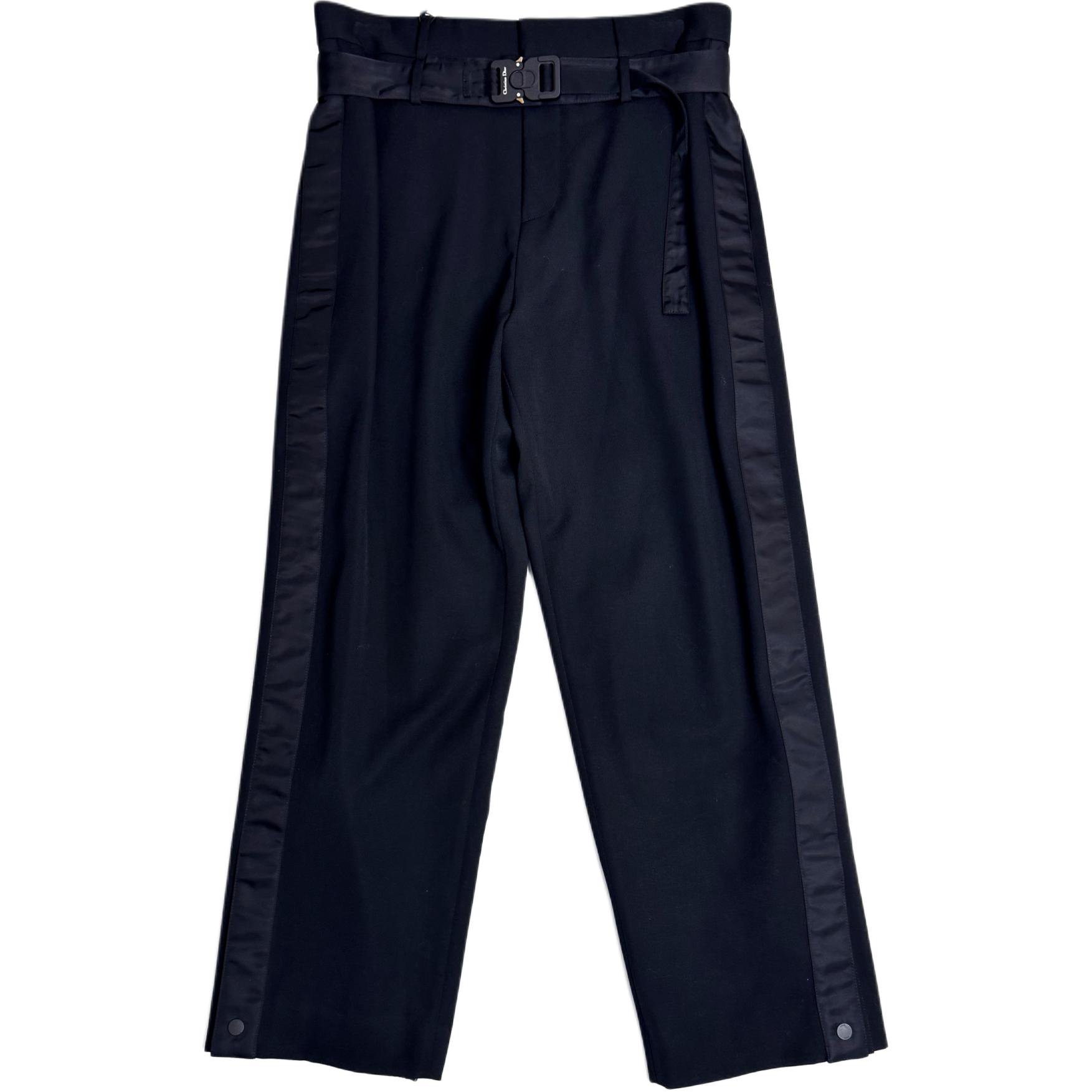 DIOR x Sacai FW21 Black Straight-Leg Twill Logo Patch Casual Pants. 213C120A5180-C900