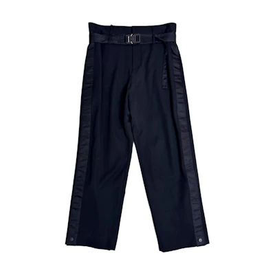 DIOR Sacai FW21 Black Straight-Leg Twill Logo Patch Casual Pants. 213C120A5180-C900