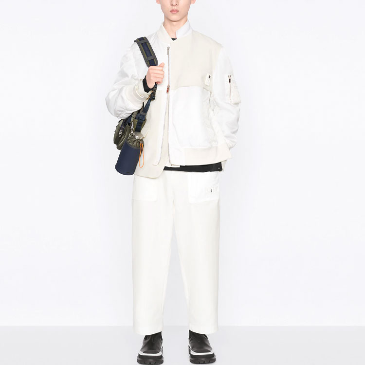DIOR Sacai FW21 Logo Patch Mixed Aviator Jacket Cream White . 213C443A4732-C080 圖 4