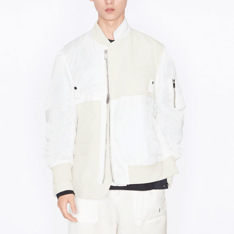 DIOR Sacai FW21 Logo Patch Mixed Aviator Jacket Cream White . 213C443A4732-C080 圖 6