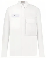DIOR x Sacai FW21 Logo Patch Pocket Long Sleeve Shirt Cream White Mens 213C534A4451-C030 DIOR x Sacai FW21 Logo Patch Pocket Long Sleeve Shirt Cream White Mens 213C534A4451-C030