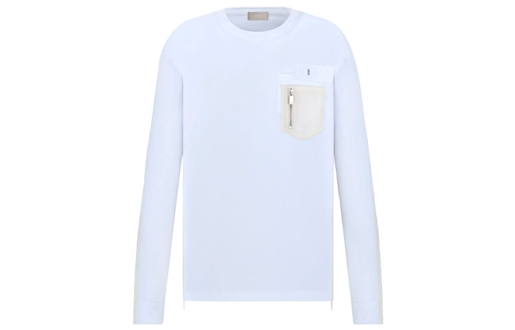 DIOR Sacai FW21 Oversized Pullover Crewneck Sweatshirt White Menswear 213J642A0554-C080