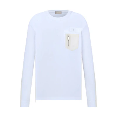 DIOR Sacai FW21 Oversized Pullover Crewneck Sweatshirt White Menswear 213J642A0554-C080