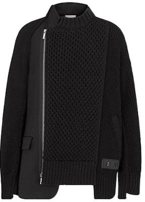 DIOR x Sacai FW21 Patchwork Knit Hybrid Jacket Black Menswear Collaboration. 213M439AT453-C989 Order DIOR x Sacai FW21 Patchwork Knit Hybrid Jacket Black Menswear Collaboration. 213M439AT453-C989