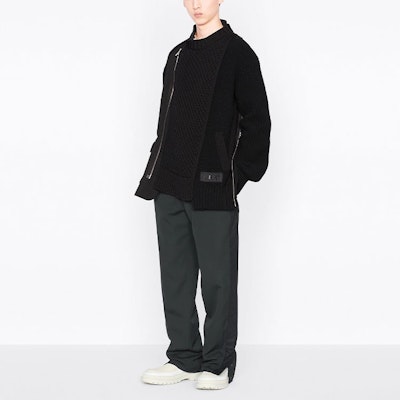 DIOR x Sacai FW21 Patchwork Knit Hybrid Jacket Black Menswear Collaboration. 213M439AT453-C989 Shop DIOR x Sacai FW21 Patchwork Knit Hybrid Jacket Black Menswear Collaboration. 213M439AT453-C989