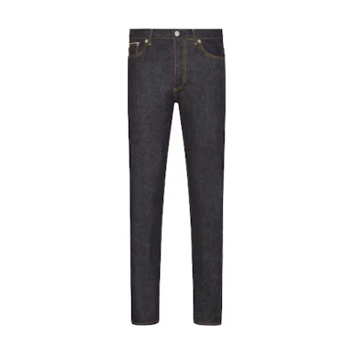 DIOR Sacai Slim Fit Logo Patch Black Denim Jeans 213D007AY507-C589