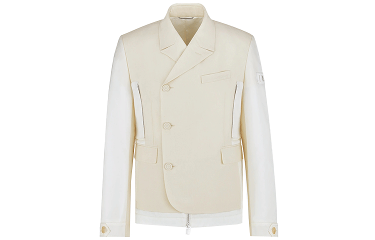 Order DIOR x Sacai SS22  Layered Colorblock Blazer Cream White. 213C430B5180-C080