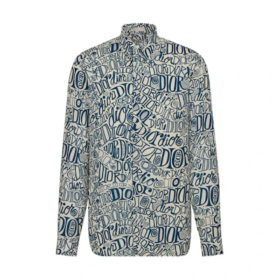 DIOR Shawn Logo Monogram Long Sleeve Shirt Blue 013C502A4935-C085
