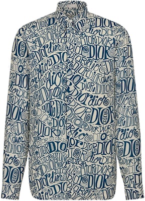 DIOR x Shawn 标志图案蓝色长袖衬衫 013C502A4935-C085 Order DIOR x Shawn 标志图案蓝色长袖衬衫 013C502A4935-C085