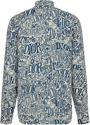 DIOR x Shawn 标志图案蓝色长袖衬衫 013C502A4935-C085 Lookbook DIOR x Shawn 标志图案蓝色长袖衬衫 013C502A4935-C085