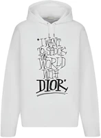 DIOR x Shawn Stussy Oversized Logo Print Hoodie White Mens 033J646A0531-C089 DIOR x Shawn Stussy Oversized Logo Print Hoodie White Mens 033J646A0531-C089