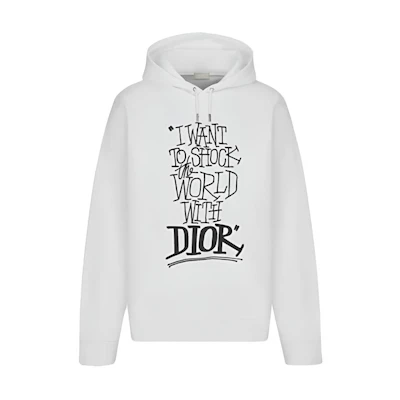 DIOR Shawn Stussy Oversized Logo Print Hoodie White Mens 033J646A0531-C089