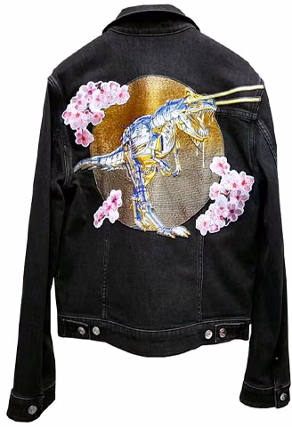 dior-x-sorayama-black-mechanical-dinosaur-floral-embroidered-denim-jacket-mens-933-d482-d087-x-881
