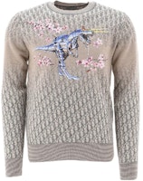Dior x Sorayama Sakura Dinosaur Print Crewneck Cashmere Sweater - Cream 933M641BT971-870 Dior x Sorayama Sakura Dinosaur Print Crewneck Cashmere Sweater - Cream 933M641BT971-870