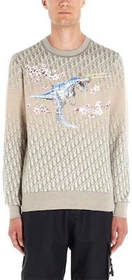 Dior x Sorayama Sakura Dinosaur Print Crewneck Cashmere Sweater - Cream 933M641BT971-870 Shop Dior x Sorayama Sakura Dinosaur Print Crewneck Cashmere Sweater - Cream 933M641BT971-870