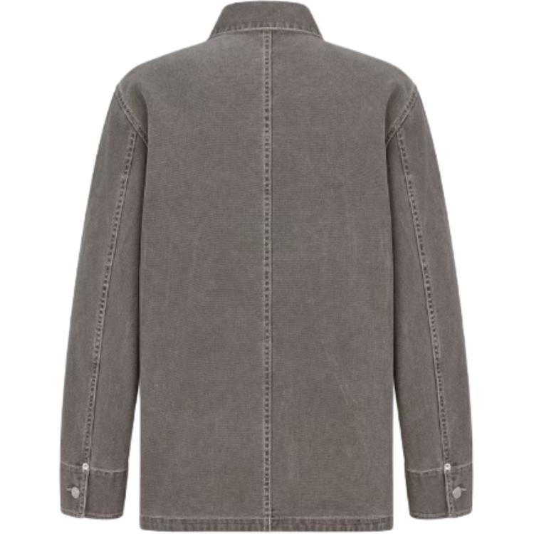 Lookbook DIOR x STONE ISLAND FW24 Jaket Lengan Panjang Kelabu dengan Logo Oversized 493D496A385X-C987