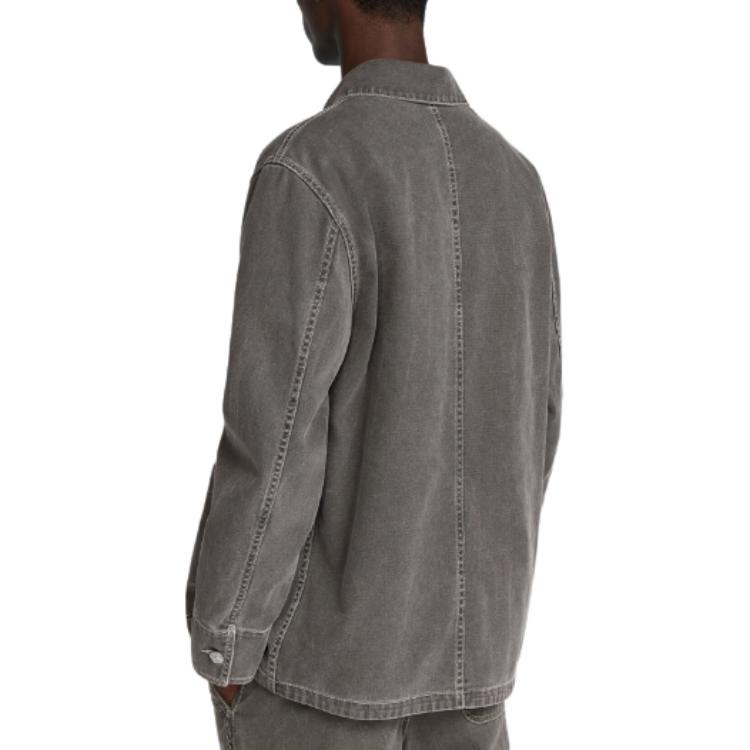 Shop DIOR x STONE ISLAND FW24 Jaket Lengan Panjang Kelabu dengan Logo Oversized 493D496A385X-C987