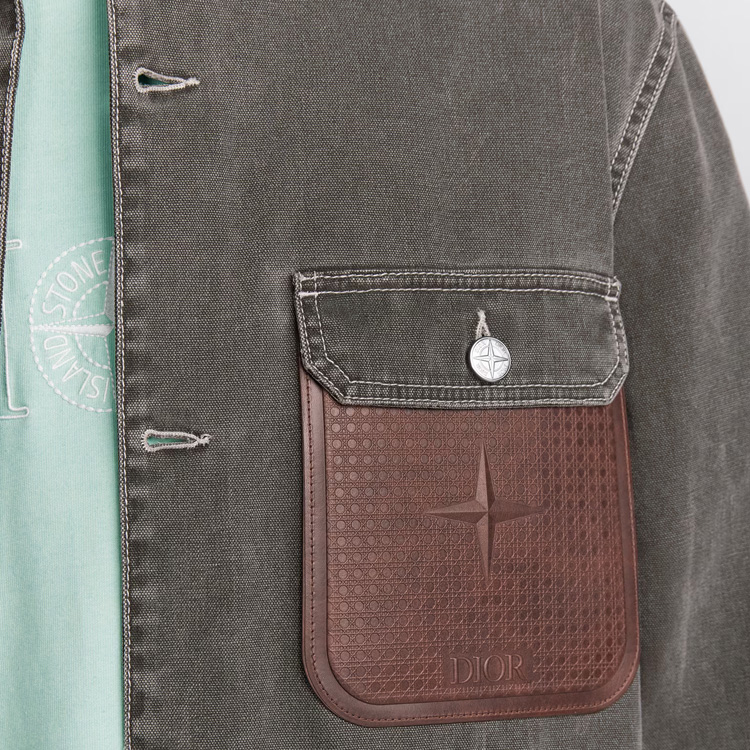 Cheap DIOR x STONE ISLAND FW24 Jaket Lengan Panjang Kelabu dengan Logo Oversized 493D496A385X-C987