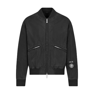 DIOR Stone Island FW24 Black Logo Bomber Jacket Long Sleeve Outerwear 493C401A6263-C989