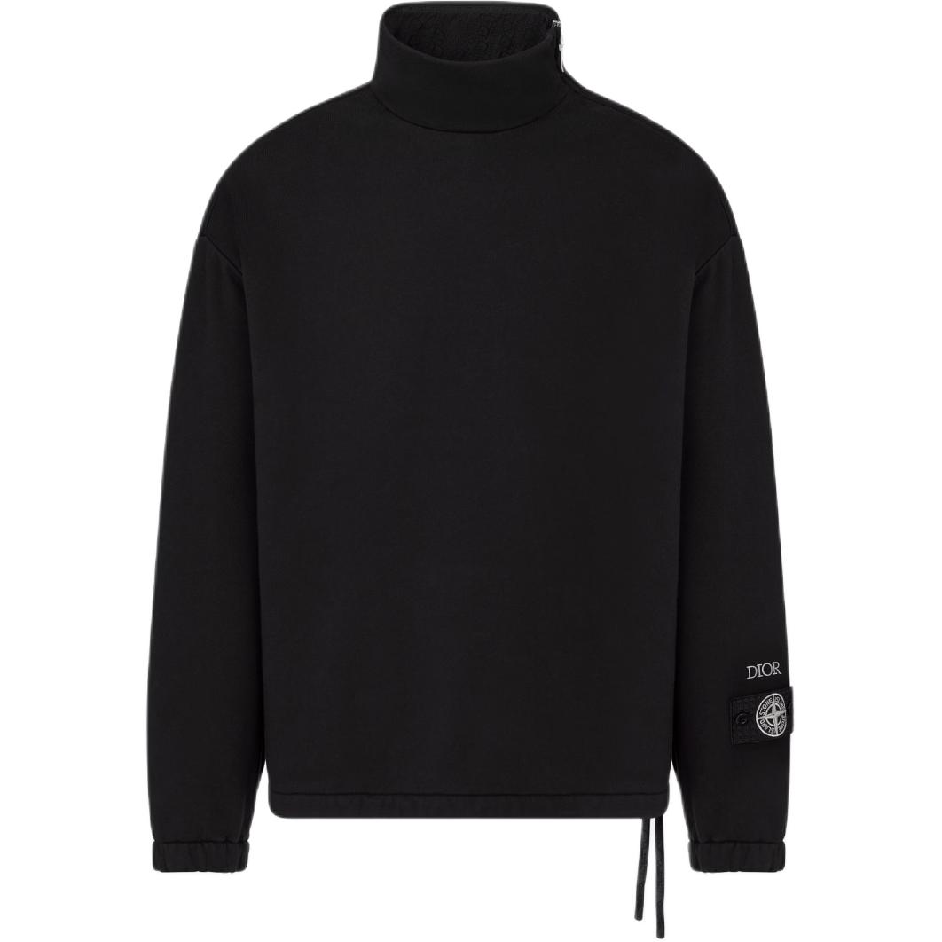 DIOR x Stone Island FW24 Black Turtleneck Logo Sweatshirt Edition 493J637A0531-C989