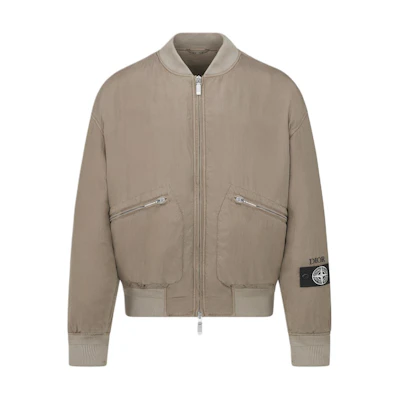 DIOR Stone Island FW24 Brown Logo Bomber Jacket for Men 493C401A6263-C878