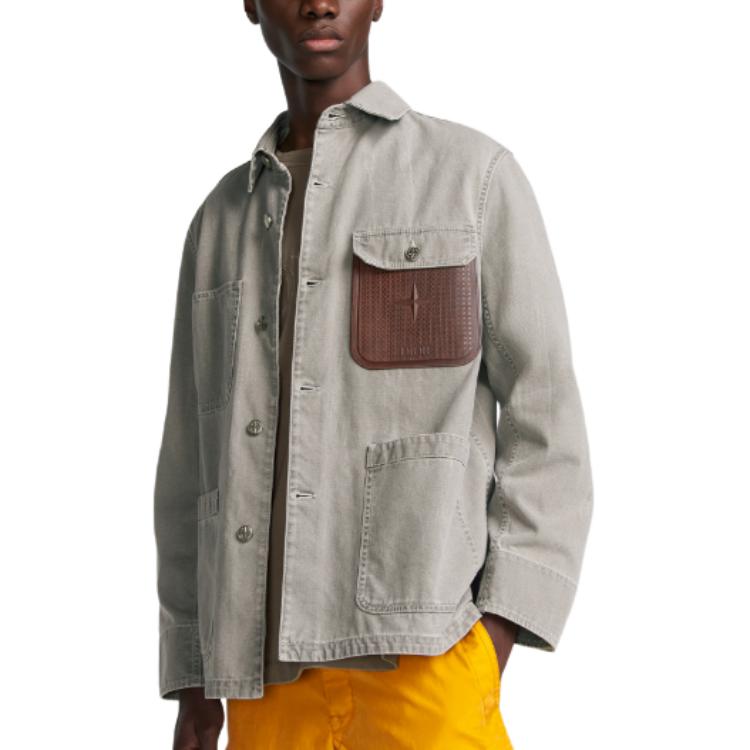 DIOR Stone Island FW24 Gray Logo Patch Button-Up Jacket  Long Sleeve 493D496A385X-C877 圖 6