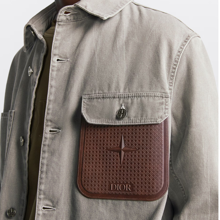 DIOR Stone Island FW24 Gray Logo Patch Button-Up Jacket  Long Sleeve 493D496A385X-C877 圖 7