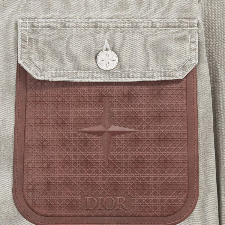 DIOR Stone Island FW24 Gray Logo Patch Button-Up Jacket  Long Sleeve 493D496A385X-C877 圖 8