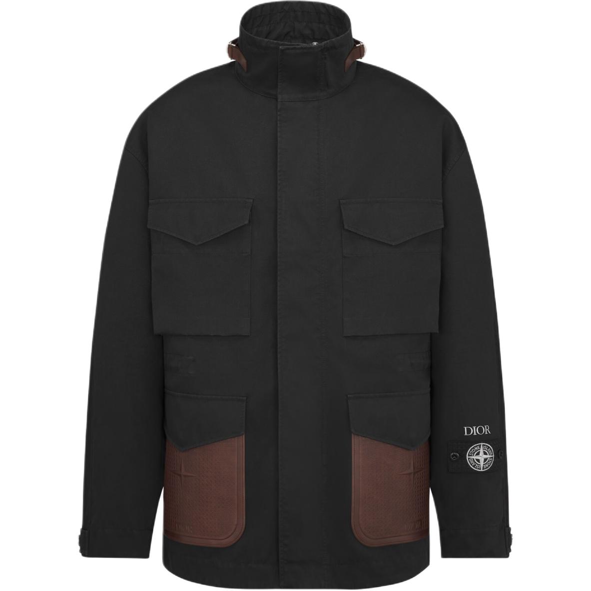 DIOR Stone Island FW24 Washed Logo Zip-Up Jacket Black 493C403A6144-C987