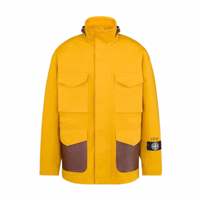 DIOR Stone Island FW24 Yellow Logo Zip-Up Jacket for Men 493C403A6144-C287