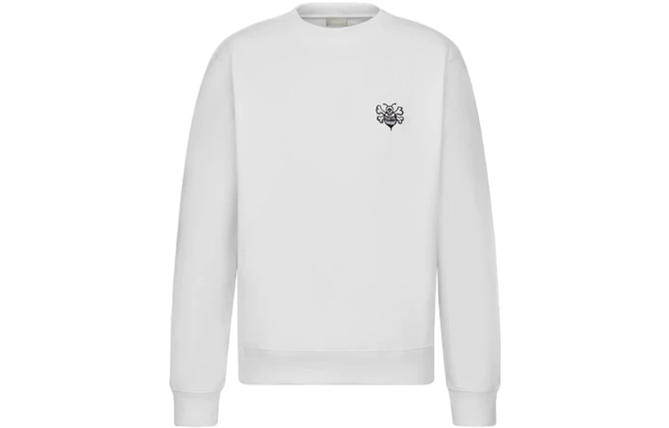 DIOR Stussy White Bee Embroidered Oversized Unisex Sweatshirt 033J603C0531-C085