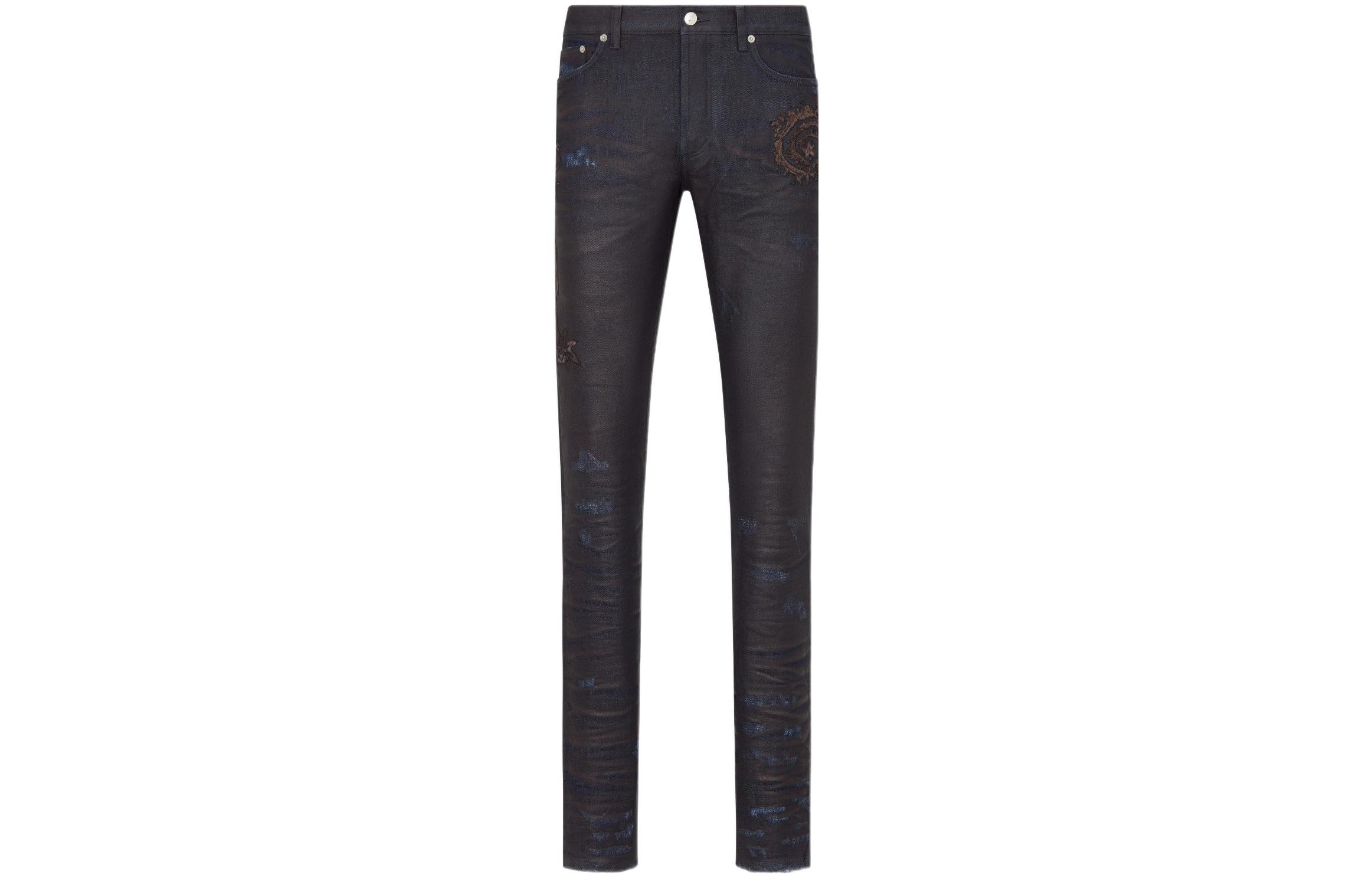 Order DIOR x Travis Scott Jeans Ajustados Azul Denim con Logo Bordado. 193DS10E299X-C589