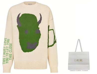 Dior x Travis Scott Baju Sejuk Lelaki Grafik Huruf Abstrak Oversized Off-White. 283M661AT314-C086 Lookbook Dior x Travis Scott Baju Sejuk Lelaki Grafik Huruf Abstrak Oversized Off-White. 283M661AT314-C086