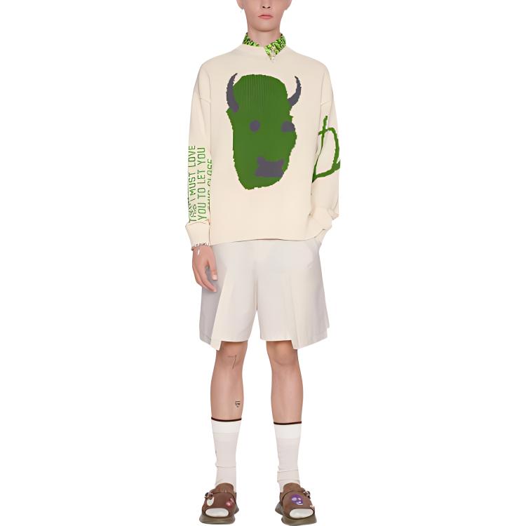 Shop Dior x Travis Scott Sweater Pria Oversized Grafis Abstrak Warna Off-White. 283M661AT314-C086