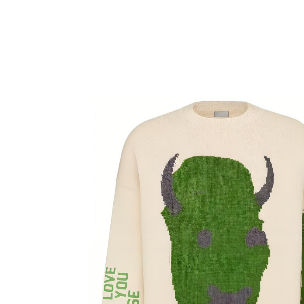 Cheap Dior x Travis Scott Sweater Pria Oversized Grafis Abstrak Warna Off-White. 283M661AT314-C086