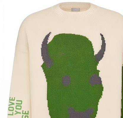 Dior x Travis Scott 男士抽象字母印花宽松毛衣 米白色. 283M661AT314-C086 Cheap Dior x Travis Scott 男士抽象字母印花宽松毛衣 米白色. 283M661AT314-C086