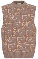DIOR x Travis Scott FW22 Brown Logo Pattern Knit Vest for Men. 283M654AT357-C180 DIOR x Travis Scott FW22 Brown Logo Pattern Knit Vest for Men. 283M654AT357-C180