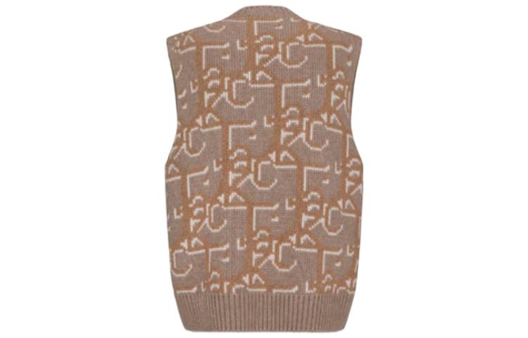 Lookbook Rompi Rajut Pola Logo Coklat DIOR x Travis Scott FW22 untuk Pria. 283M654AT357-C180
